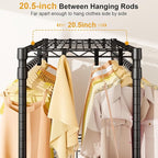 P5 Rolling Clothes Rack Heavy Duty, Clothing Racks for Hanging Clothes, Metal Garment Rack with Wheels, 3-Tier Portable Closet Rack 39.4'' W × 20.5'' D × 80.5'' H, Max Load 650 Lbs, Black