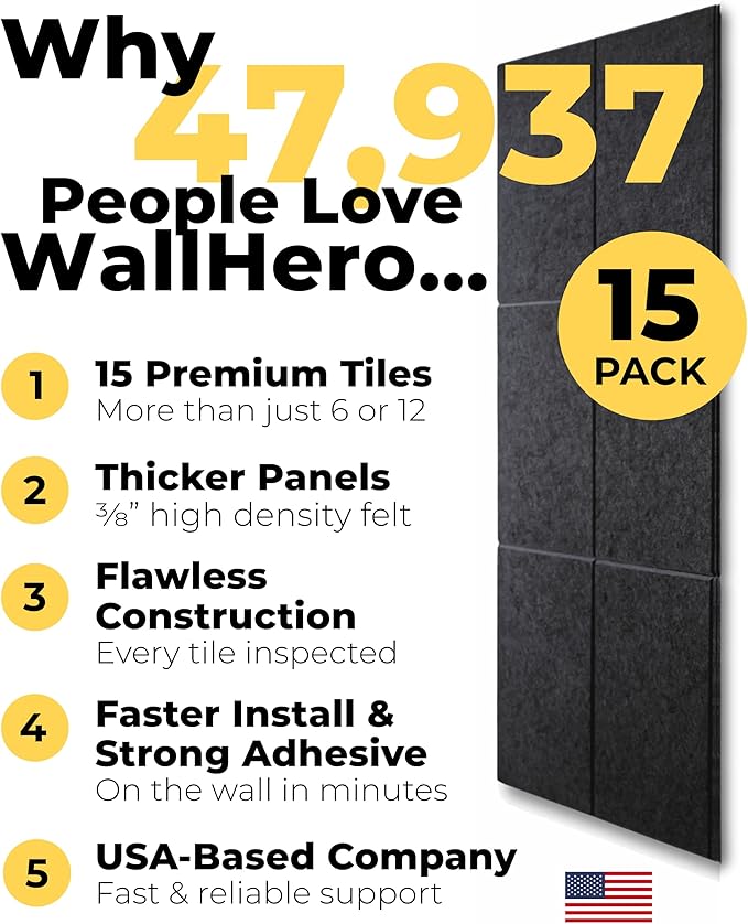WALLHERO Large Bulletin Board, Tack Board, 59"x36" | 15 Pack | Wall Pin Board, Cork Board Alternative for Walls, Tablero de Corcho para Pared, Cord Board for Wall (Black Slats)