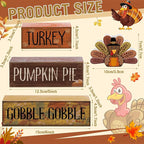 Lineshading 4 Pcs Thanksgiving Decorations for Home Wooden Turkey Decor Fall Tiered Tray Decor Thanksgiving Table Centerpiece Rustic Wooden Turkey Block Sign for Autumn Harvest Party Kitchen Shelf