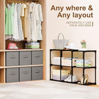 9 Cube Storage Organizer with Shelf Back to School Boxes 11 Inch Toy Storage Bins Closet Organizers Drawers Fabric Dresser for Playroom Books Bedroom Dorm Kitchen (Grey)