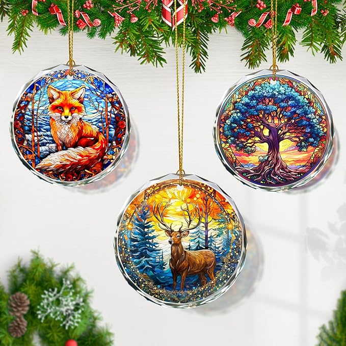 Stained Glass Deer Ornament - Christmas Tree Decor, Gift Exchange Present