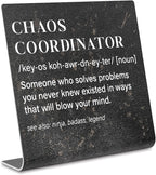Chaos Coordinator Sign, Funny Office Desk Decor for Women, Men, Coworker, Mom, Friends, Boss, Lady, Decoration On Shelf Table Desk for Living Room Home Office dksg7