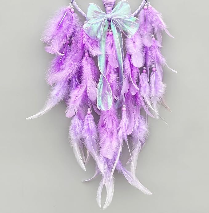 Dream Catchers for Kids Rainbow Wall Decor,Purple Dream Catcher,Pretty Jolly Feather Dream Catchers Baby Dreamcatcher for Girls Bedroom Dorm Room Wall Hanging Birthday Festival Craft Gift