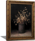 Vintage Gold Framed Wall Art Fall Dried Flowers Antique Vase Country Oil Painting Canvas Prints Dark Moody Rustic Still Life Picture Gothic Victorian Botanical Poster Artwork for Bedroom, 9x11in