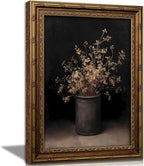 Vintage Gold Framed Wall Art Fall Dried Flowers Antique Vase Country Oil Painting Canvas Prints Dark Moody Rustic Still Life Picture Gothic Victorian Botanical Poster Artwork for Bedroom, 9x11in
