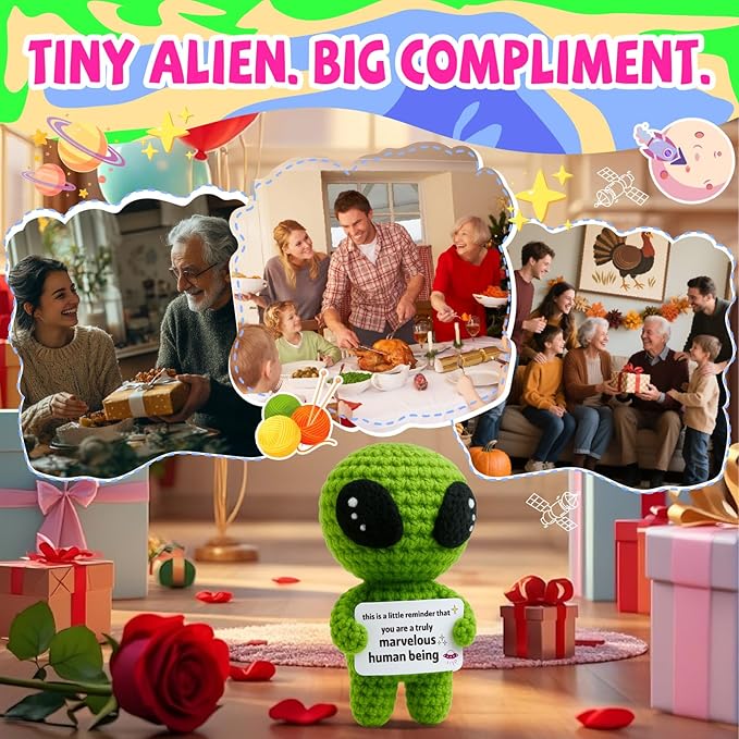 MAMAGIFTREE You are a Truly Marvelous Human Being Crochet Alien – Funny Handmade Gift for Friend, Coworker, Women, Men, Graduation Birthday
