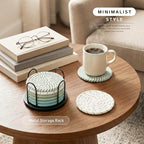 Lazebox Coasters Set of 8 for Drinks, 4 Inch Large Coasters for Coffee Table, Tabletop Protection for Hot & Cold Drinks, Versatile Coasters for Home Decor, Non-Slip & Easy to Clean, Mint Green