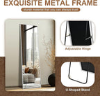 Delma Full Length Mirror,Large Floor Mirror with Aluminum Frame for Bedroom, Bathroom, Living Room,Wall Mount or Freestanding Design, Silver, 56" L x 15" W x 1Pcs
