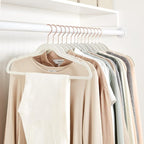 Amazon Basics Slim Velvet Non-Slip Space Saving Suit Clothes Hangers, Closet Organizer, Ivory/Rose Gold, 30-Pack