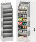 Criusia Shoe Organizer, Over the Door Shoe Organizer, Hanging Closet Shoe Storage with Large Deep Pockets, Fits 16–24 Pairs of Sneakers, Sandals, Boots, Gray
