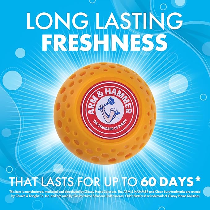 Arm & Hammer OdorBusterz® Odor Eliminator Balls, Fresh Burst, 3 Count – Baking Soda Odor Control for Closets, Drawers, Hampers & Small Spaces