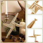 Bucherry St. Brigid's Wall Cross Decor Irish Gift Cross with History Card for Irish Blessing Gift for Celtic Imbolc Decor(Classic Style,8 in,Straw Color)