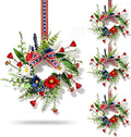 4 Pcs Mini Patriotic American Kitchen Cabinet Wreaths Small 4th of July Floral Swag Wreath for Front Door with Ribbon Daisy July Independence Day Hanging Wreath for Porch Wall Farmhouse Decor