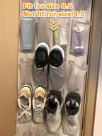 Amazon Basics 24 Medium Mesh Pocket Over-the-Door Hanging Shoe Organizer, Space Saving Shoe Storage, Light Grey | Over-the-Door, 24