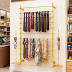 12 Layers 120cm Gold Wall Display Stand Wrapping Paper Ribbon Organizer Holder Storage Scarf Tie Belt Towel Spool Sewing Tool Hijab Metal Shelving for Home, Retail Stores, Flower Shop, Studio
