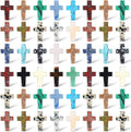 Nuenen 50 Pcs Cross Charm for Women Man Celebration Grad Decor Crystal Pocket Cross Necklace Natural Worry Stone Gift for Jewelry Making Craft Festival Decor (0.71 x 0.98 x 0.24 Inch,Classic)