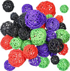 Patelai 36 Pcs Wicker Rattan Balls Decorative Balls for Vase Centerpiece Bowls Orbs Filler for Home Decor,4 Sizes(Orange, Purple, Black, Neon Green,2.4'',2'',1.6'',1.2'')