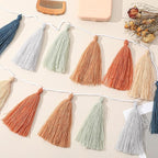 WILLBOND 4 Pieces Valentine's Day Tassel Garland for Classroom Wall Decor Boho Pastel Garland Cotton Tassel Banners for Party School(6.2 Inch,Brown Color)