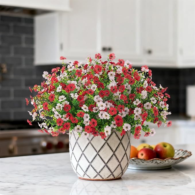 Artificial Fake Flowers Plants for Outdoor Spring Summer Decor, 12 Bundles Faux Silk Flowers for Outdoor Outside Planter Colorful Daisy UV Resistant Look Real for Front Door Porch Patio Yard