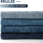 MIULEE Pack of 4 Couch Throw Pillow Covers 16x16 Inch Neutral Blue Soft Decorative Chenille Pillow Covers Farmhouse Accent Cushion Covers for Boho Western Spring Coastal Decor Sofa Bed Living Room