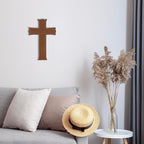 Bltgh Brown Wooden Cross Wall Decor, Religious Cross Gifts With Hook on Hanging Wall Or Table, Confirmation Cross Gift, Baptism Gifts, Rustic Home Church Room Crosses Décor, 10x6.5 IN