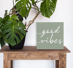 SRADMO Botanical Eucalyptus Leaves Wood Box Sign Desk Decor, Rustic Eucalyptus Leaves Wooden Block Box Sign Decoration For Home Office Shelf Table Decor (Green), 8x8 Inches