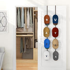 HapiRm Over Door Hat Rack - 2 Packs Hat Organizer with 8 Hooks Design, Hanging Baseball Cap Organizer Storage Holds Up to 40 Caps for Door, Bedroom, Closet (Brown)
