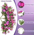 Artificial Hanging Fake Flowers with Basket Plants for Outdoor Decoration, Faux Silk Flower UV Resistant Morning Glory for Home Porch Patio Garden Balcony Yard Look Real (Fuchsia Lotus)