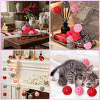 Yaomiao 15 Pieces Vase Filler Rattan Balls Decorative for Craft, Party, Wedding Table Decoration, Aromatherapy Accessories, 1.8 Inch (Pink Red Gray)