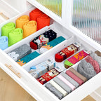 Ruichang Bamboo Kitchen Drawer Divider 4 Pack,17-22" Adjustable Utensil Drawer Organizer for Dresser Bathroom Bedroom,White