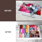 6 Pack Drawer Dividers 4 Inch High, 11”-17" Adjustable Bamboo Organizers Large Expandable Drawer Separators for Cloths, Dresser, Bedroom, Bathroom, Baby Drawer, Office & Kitchen Utensils (Natural)