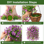Homsunny Artificial Fake Hanging Plants Flowers Baskets for Outdoor Outside Spring Decor,Faux Silk Daisy UV Resistant Look Real Summer Decorations for Home Porch Patio Yard Garden(Purple