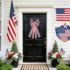 2PCS Large 4th of July Patriotic Bows for Wreath with Red White & Blue Stripe Stars Design for Front Door, Outdoor & Indoor Independence Day Decor