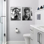 Framed Funny Bathroom Canvas Wall Art Set of 2 - Black and White Vintage Comedy Movies Posters, Funny Toilet Humour Smell Wall Decor Prints for Bathroom Decor 12x16in
