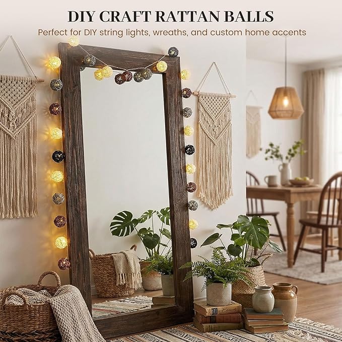 DomeStar 24PCS Brown Decorative Balls for Bowl Centerpiece, 2 Inch Rattan Balls Bowl Fillers Decor - Wicker Twig Orbs Spheres, Wedding Home Vase Table Decor