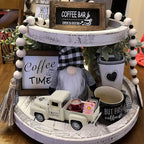 Coffee Bar Decor Vintage Mini Metal Pickup Truck Decor with Book Accessories for Coffee Station, Farmhouse Tiered Tray Table Decorations for Home Kitchen, Cafe