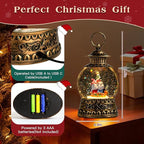 Gnome Christmas Snow Globe, Gnome Musical Snow Globe Lantern Lights with 6H Timer Battery & USB Powered, Retro Style Holiday Glitter Globe for Xmas Home Decoration Holiday Party Gifts