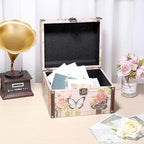 ELLDOO Decorative Treasure Chest Box, Wooden + PU Leather Storage Box for Jewelry Trinkets, Keepsakes box for Girls Women Gifts (Butterfly Pattern, Large)