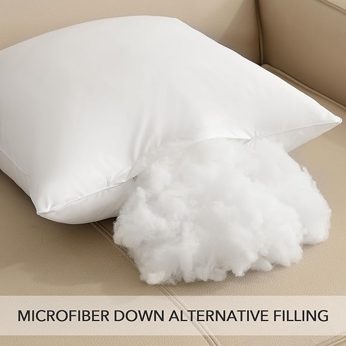 Oubonun 18x18 Outdoor Pillow Inserts (Pack of 4) - Square Waterproof Throw Pillow - Decorative Throw Pillows Insert for Couch Sofa Bed Patio Furniture - White Pillows