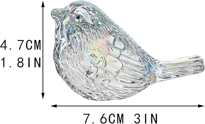 H&D HYALINE & DORA Glass Birds Figurines Handmade Blown Bird Figurine Crystal Glass Animal Collectible Figurine Gifts for Birds Lover (AB Coating)