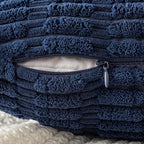 MIULEE Pack of 2 Corduroy Decorative Throw Pillow Covers 18x18 Inch Soft Boho Striped Pillow Covers Modern Farmhouse Home Decor for Summer Coastal Sofa Living Room Couch Bed Dark Blue