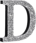 Qunclay 5.7" Silver Crystal Diamond Bling Letters Crushed Diamond Decoration Wooden Glitter Letter with Screw and Hooks Rhinestone Gift for Wedding Y2k Mcbling Bedroom Wall Decor (Letter D)