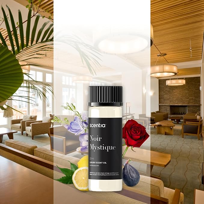 Scentia Noir Mystique – Hotel-Inspired Diffuser Oil, 20 ml (0.67 fl oz) | Essential Oil Blend of Rose, Bergamot, Lemon & Musk | Luxury Aroma for Aromatherapy Diffusers & Humidifiers, Thanksgiving Gift