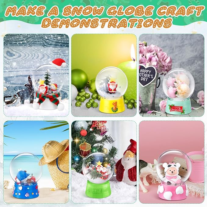 Mifoci 48 Pcs 4 Inch Empty Snow Globe Clear Fillable Water Globe with Screw Off Cap Empty Valentines Day Plastic Snow Case for DIY Crafts Home Decoration Display Plant