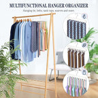 Tie Rack Belt Hanger for Closet Fitnice Upgraded Non Slip Tie Hanger Space Saving with 20 Foldable Hooks Wooden Belt Tie Organizer for Tank Tops Bras Cami Scarves