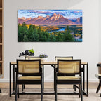 AIYISU Grand Teton Mountain Wall Art Sunset Nature National Park Posters Oxbow Bend Snake River Landscape Wall Decor Wyoming Scenery Painting Artwork for Living Room Office Home Decoration 35x70