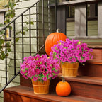 12 Bundles Morning Glory Artificial Flowers for Outdoor Decoration UV Resistant Fake Plastic Plants Artificial Greenery for Indoor Outdoor Garden Patio Window Box Home Decor