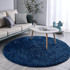 FJZFING Navy Blue Round Rug Ultra-Soft Plush Modern 6x6 Circle Area Rug for Kid's Bedroom, Fluffy Shag Circular Rug for Nursery Room, Non-Slip Home Decor Cute Navy Blue Carpet for Teen's Room