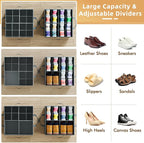 2 Pack Shoe Organizer for Closet, Large Shoe Box Storage Containers, Foldable Shoe Storage Organizer Box Bin with Adjustable Dividers and Clear Cover, Space Saving Shoes Holder, Gray