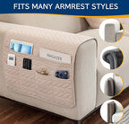 Remote Control Holder for Armchair, Couch Caddy Organizer TV Remote Holder for Recliner Couch With 6 Pockets, Non-Slip Arm Chair Caddy Bedside Table Organizer for Magazine, Tablet, Phone (Off-White)